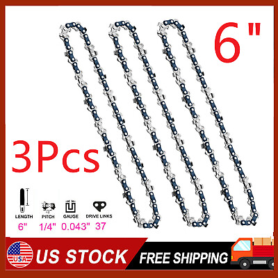 #ad 3pcs 6quot; Chainsaw Chains for 6 inch Mini Cordless Electric Chain Saw Wood Cutter $9.99