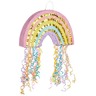 #ad Small Pull String Rainbow Pinata for Pastel Birthday Decorations 16.5x10x3 In $22.49