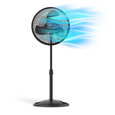 #ad Oscillating Adjustable Pedestal Fan with 3 Speeds 47quot; H Black S16500 New $28.22