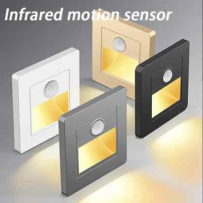 #ad New Infrared Motion Sensor Stair Lights Stair Step Wall Lamp Recessed LED Light $7.99