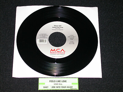 #ad Vince Gill FEELS LIKE LOVE WHEN I Look Into Your Heart 45 Record Jukebox Slip $13.99