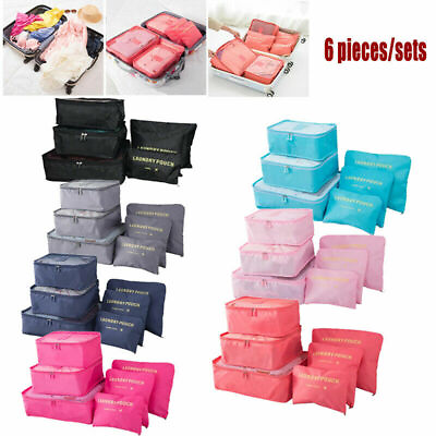 #ad 6Pcs Set Travel Storage Bag for Clothes Luggage Packing Cube Organizer Suitcase $6.76