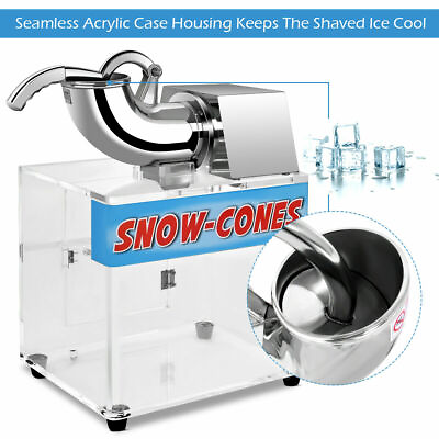 #ad Electric Snow Cone Machine Ice Shaver Maker Shaving Crusher Dual Blades Silver $259.99