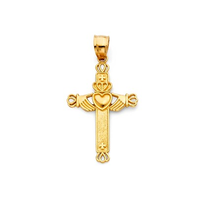 #ad 14K Yellow Gold Celtic Cross Religious Pendant $170.49