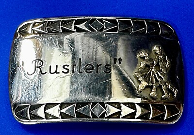 #ad Rustlers Couple Square Dancing Ballroom Waltz Reflective Vintage Belt Buckle $11.20