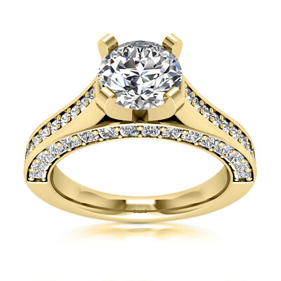 #ad Classic Solitaire 2.15 Carat VS1 H Round Cut Diamond Engagement Ring Yellow Gold $5267.68