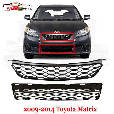 #ad 2PC Front Bumper Upper amp; Lower Grille Radiator Pair Fits 2009 2014 TOYOTA MATRIX $139.90