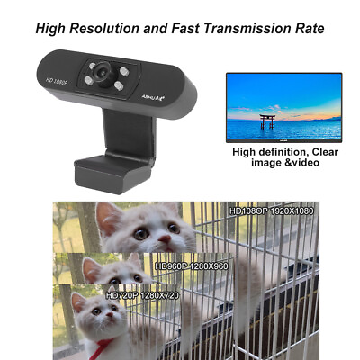 USB 1080P HD Camera Webcam 4LEDS Clip On Web Cam With Mic For Mac OS PC Laptop $19.99