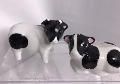 #ad Vintage Adorable Cows Salt and Pepper Shakers Country Pre owned $5.99