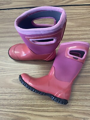 #ad Bogs North Hampton Waterproof Girls Size 13 Pull On Pink Rain Boots 71844 662 $29.99