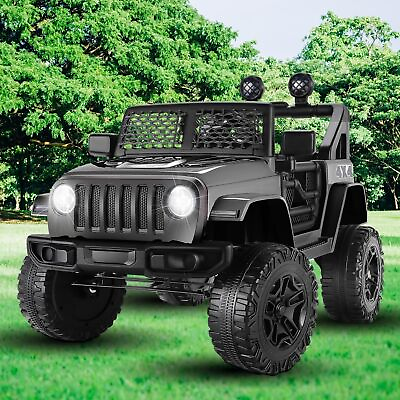 #ad Ride On Jeep Car 12V Kids Electric Truck with Remote Control 3 Speeds LED Lights $155.99