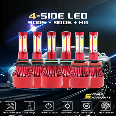 #ad 90059006H11 6000K 990000LM Combo 4 Side COB LED Headlight Kits High Low Bulbs $24.99