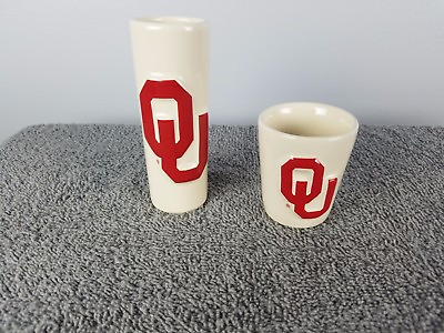 #ad Oklahoma Sooners Two Shot Glass Double Single Football NCAA College Cup $12.99