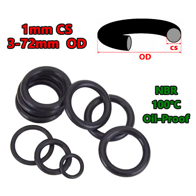 #ad O Ring NBR Oil Sealing Rings Nitrile Rubber O Ring 1mm Cross Section 3mm 72mm OD $2.74