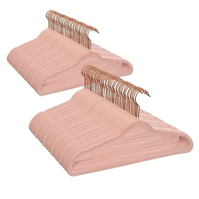 #ad Non Slip Velvet Clothing Hangers 100 Pack Pink Space Saving $13.40