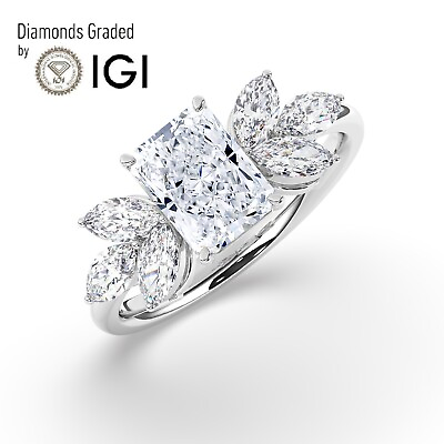 #ad IGI 1.50CT Solitaire Lab Grown Radiant Diamond Engagement Ring 950 Platinum $1822.00