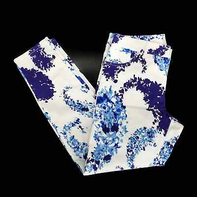 #ad Eci NY Blue White Floral Stretch Zip Up Pants Womens Size 6 $18.94