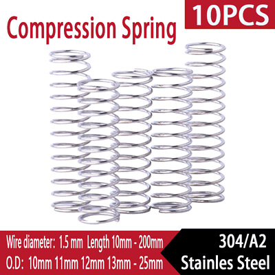 #ad Compression Spring Various Size 10 25mm Diameter 10 200mm Length Pressure Small $2.55