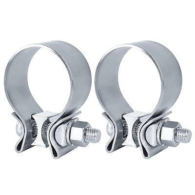 #ad 2PCS 1.75quot; 1 3 4quot; Stainless Steel Lap Joint Band Exhaust Clamps powerful New $12.90