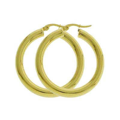 #ad Women 5mm 14K Gold Filled Round VERY THICK Tube Hoop Earrings Click Top 20 70mm $12.95