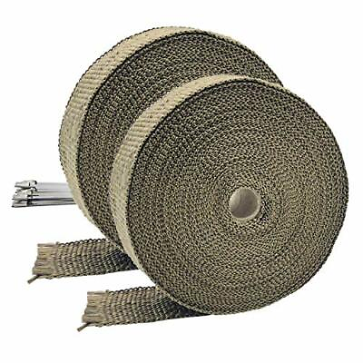 #ad Titanium Exhaust Header Wrap 2 Rolls 2X 50#x27; Each Roll Kit With 20pcs 11.8 Inch $49.02