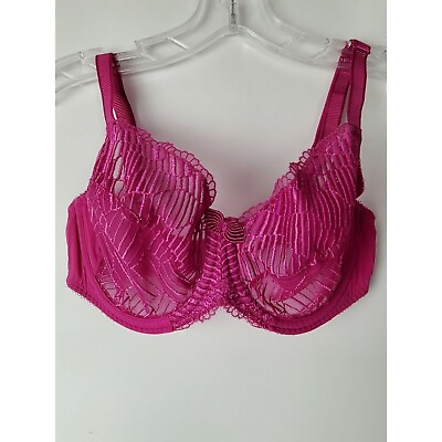 #ad Wacoal 855117 La Femme Full Figure Underwire Bra 32DD Sheer Pink GUC $23.10