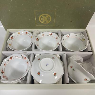 #ad Tachiyoshi Akae Small Flower Picture Change Bean Plate Bowl Set Of 10 $112.00
