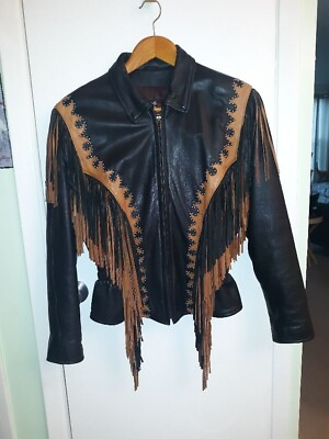 #ad ladies leather motorcycle jacket xxl used $230.00