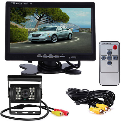 #ad 7quot; Car Rear View CCD Parking Reverse Camera Monitor Kit for Caravan Van Truck RV $56.99