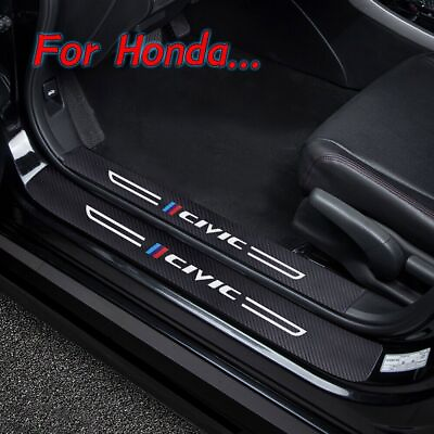#ad Leather Carbon Fiber Car Door Sticker For Civic Auto Accessories $10.68