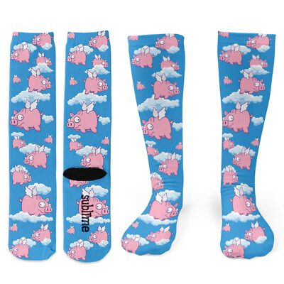 #ad Flying Pigs Knee Socks Footnotes Novelty Socks $14.00