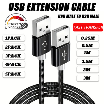 #ad USB 2.0 Cable Type A Male to A Male High Speed Data Transfer Charger Cord Lot $11.18