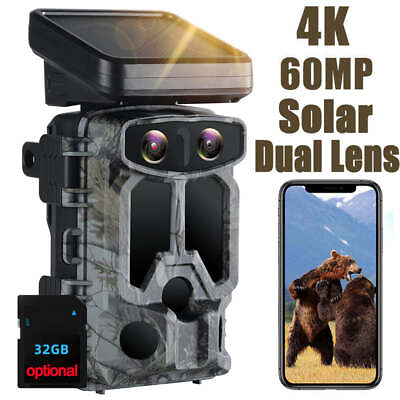 #ad 4K Trail Camera 60MP Dual lens WiFi Night Vision Wildlife Hunting Game 32GB Card $115.99