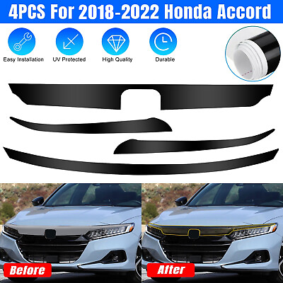 #ad #ad Chrome Delete Blackout Overlay Front Grill Trim for 2018 2022 Honda Accord Black $10.48