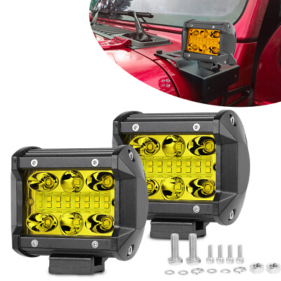 #ad 2X 4quot; 200W LED Cube Work Light Bar Spot Flood Pods 3000K Driving Fog OffRoad ATV $26.99