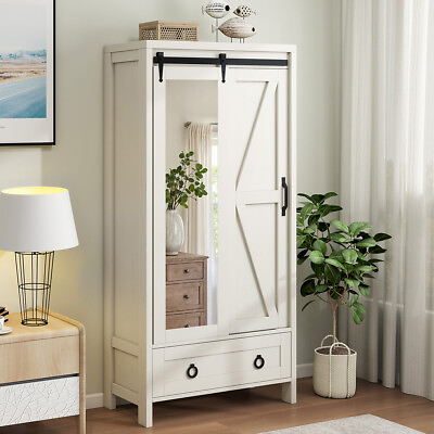 #ad 67#x27;#x27; Tall Storage Cabinet with Full Length Mirror Bathroom Cabinet with Drawer $175.99