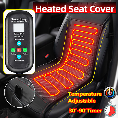 #ad Universal Heated Car Seat Cover Cushion 12V 24V Heater Warmer Winter Pad US $23.99