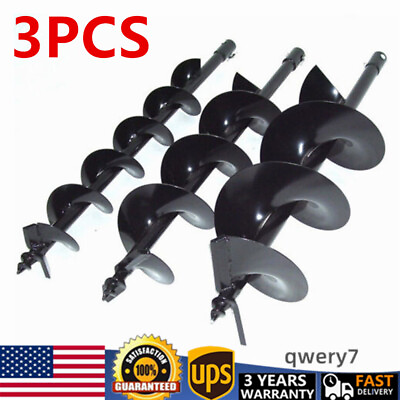 #ad 3pc 4quot;6quot; 8quot; Drilling Bit Fit Garden Gas Power Earth Auger Post Fence Hole Digger $95.00