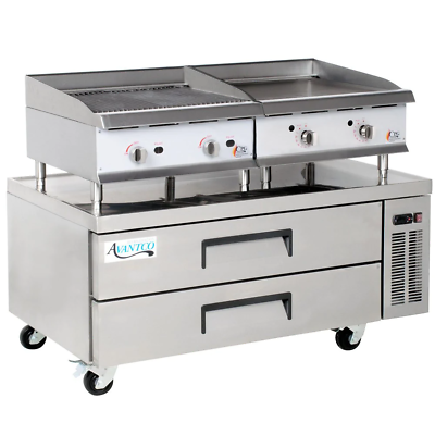#ad 24quot; Gas Griddle and Gas Radiant Charbroiler with 52quot; Refrigerated Chef Base $4489.10