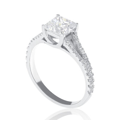 #ad 1 1 2 Carat H VS2 Elegant Diamond Engagement Ring Princess Cut 14K White Gold $2440.35