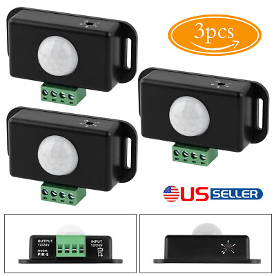 #ad 3pcs DC 12V 24V 8M Automatic Infrared PIR Motion Sensor Detector Switch For LED $12.99