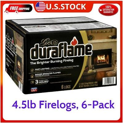 #ad Duraflame Fire Logs 6 Pack 4.5lb Bright Burning 3 Hour Burn Time Fast Lighting $22.04