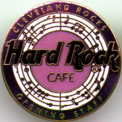 #ad Hard Rock Cafe CLEVELAND 1998 OPENING STAFF OS PIN Disc w Music Notes HRC #1902 $49.99