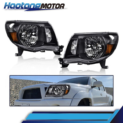 #ad Fit For 2005 2011 Toyota Tacoma Black Headlights Headlamps Driver amp; Passenger $68.69