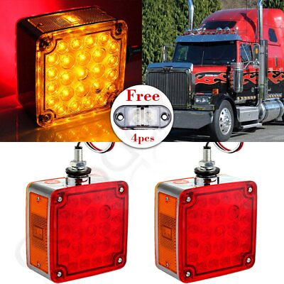 #ad 2x Stop Turn AmberRed Double Face Tail Light 52 LEDFree side marker Lamps $38.41