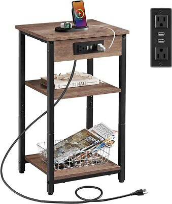 #ad End Table 3 Tier Side Table with Adjustable Shelf Side Table for Living Room $35.90