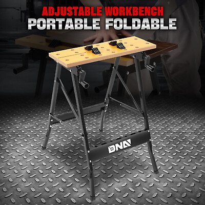 #ad 220lbs. Adjustable Portable Foldable Workbench with Measuring Ruler amp; Protractor $39.99