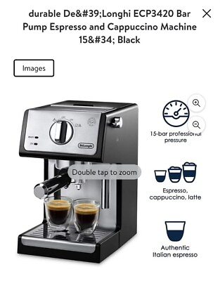 #ad DeLonghi 15 Bar Pump Espresso Cappuccino Coffee Machine ECP3420 Black amp; Silver $44.99