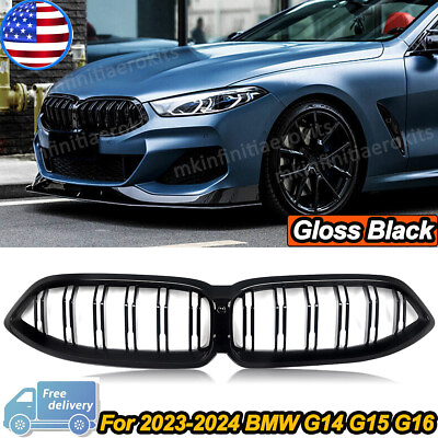 #ad Gloss Black Dual Slats Front Kidney Grill Fit For 2023 2024 BMW G14 G15 G16 840i $149.98