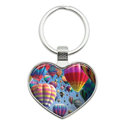 #ad Hot Air Balloon Festival Up in the Air Heart Love Metal Keychain Key Chain Ring $6.99